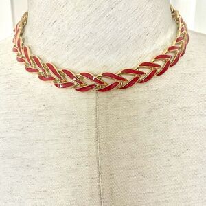Napier vintage red enamel link necklace